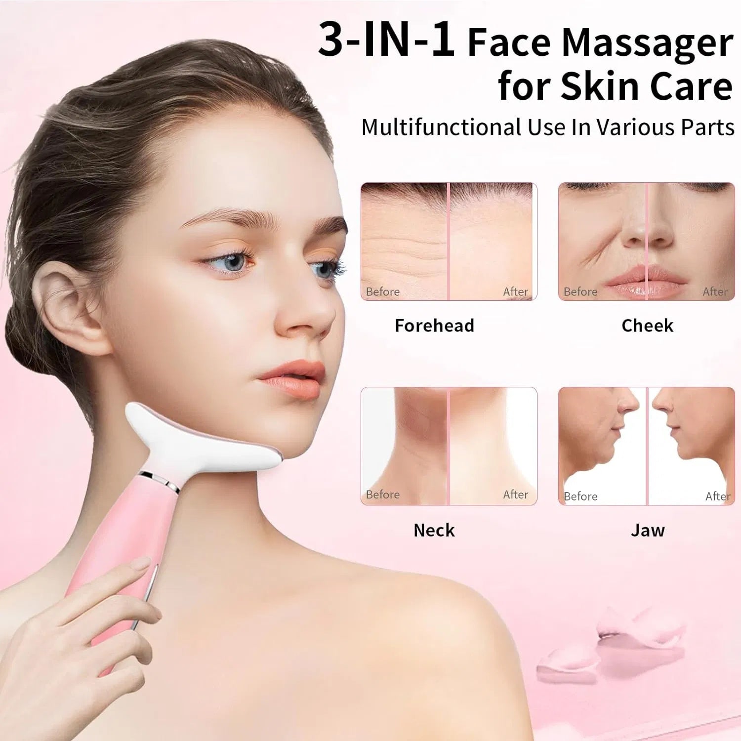 Neck Face Massager, Skin Care Face Massage Tool, 3-in-1 Facial