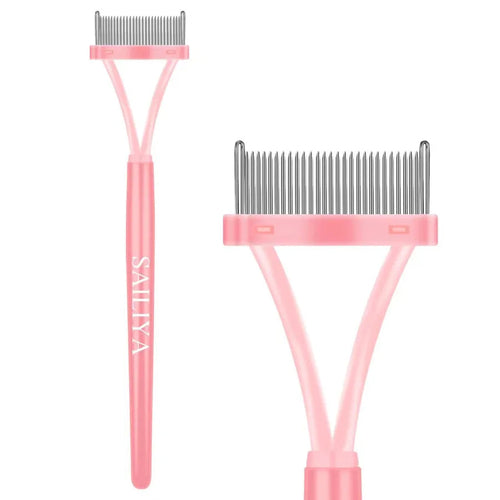 Foldable Steel Pin Eyelash Comb Portable Steel Tooth Eyebrow Brush